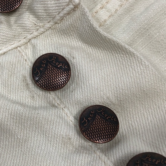 Free People Womens Denim Off White Cream Shorts - Picture 5 of 8